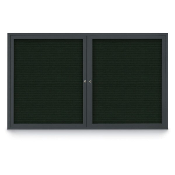 96"x48" 2-Door Enclosed Outdoor Letterboard, Green Felt/Black